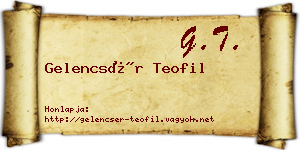 Gelencsér Teofil névjegykártya